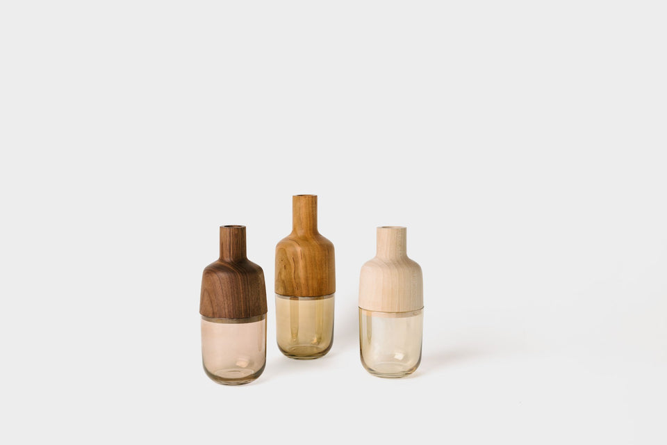 Mariah Vase Collection | Solid Hardwood & Glass
