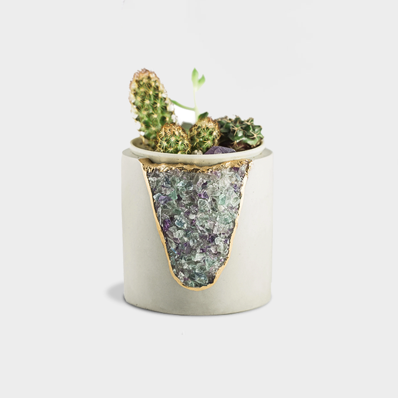 Fluorite Kintsugi Planter