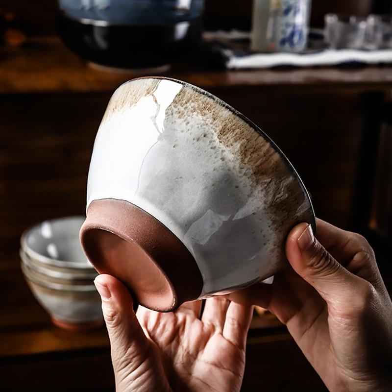 White and Brown Porcelain Salad Bowl Terracotta Base