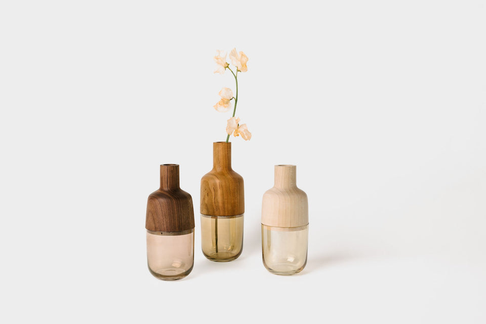 Mariah Vase Collection | Solid Hardwood & Glass