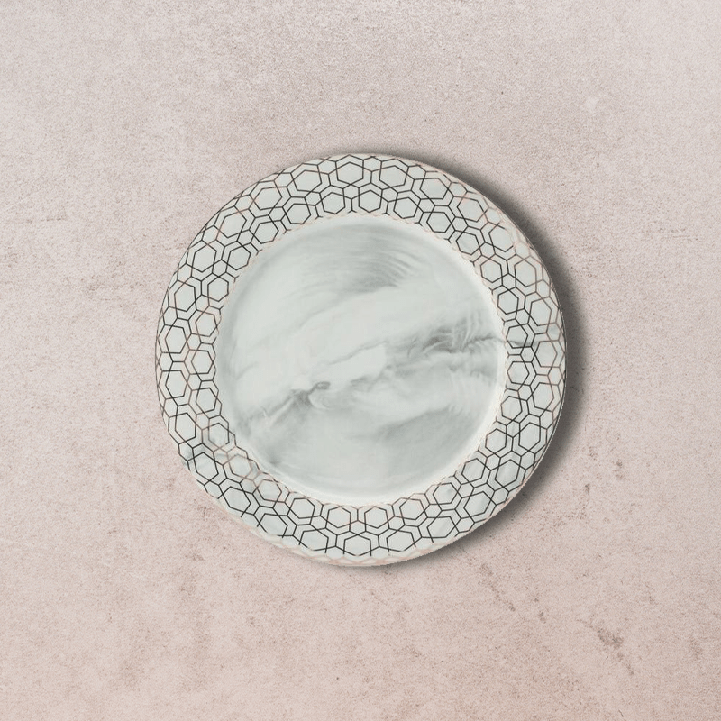 White Marble Dinner Plate with Laced Outline