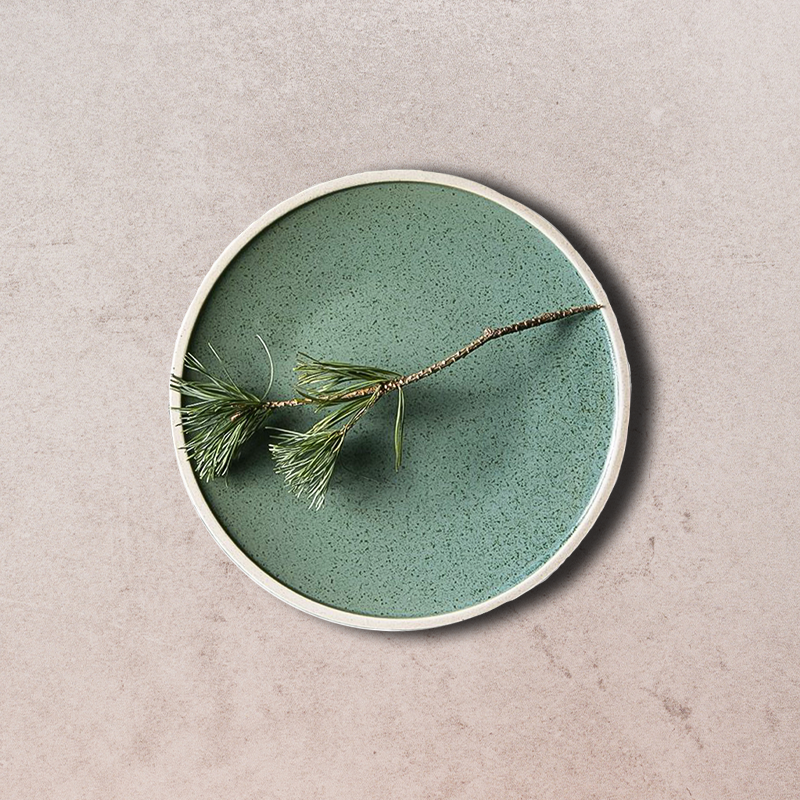 Speckled Green Ceramic Dinner Plate