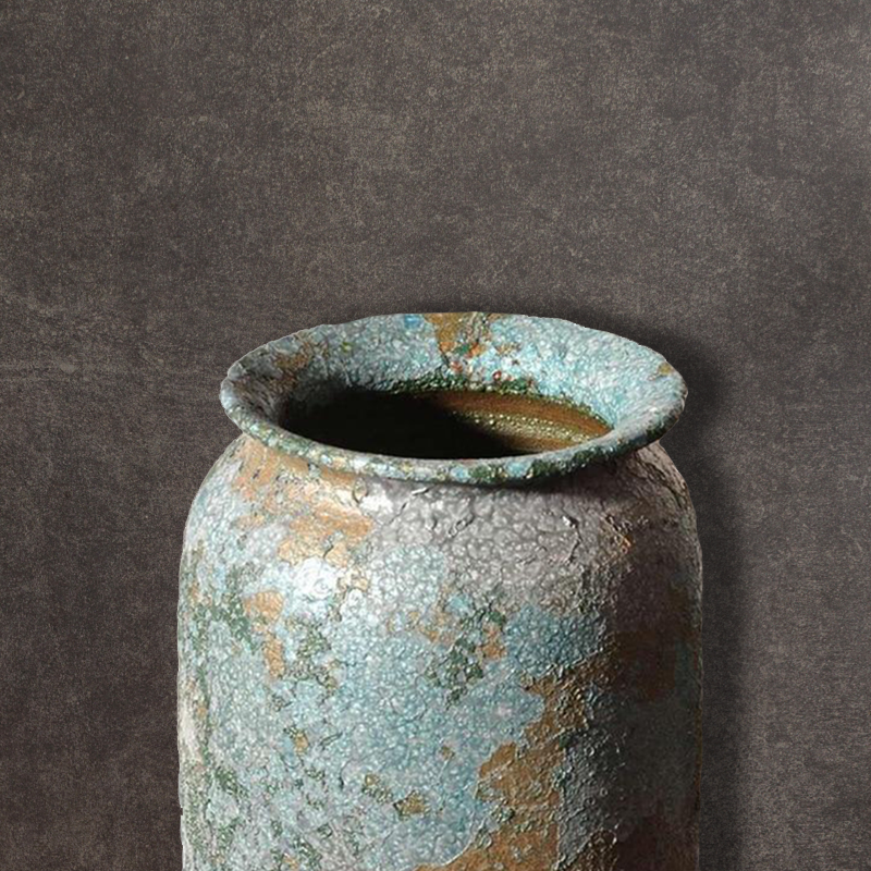 Rusted Copper Turquoise Vase