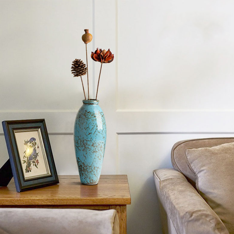 Turquoise Vase on Side Table
